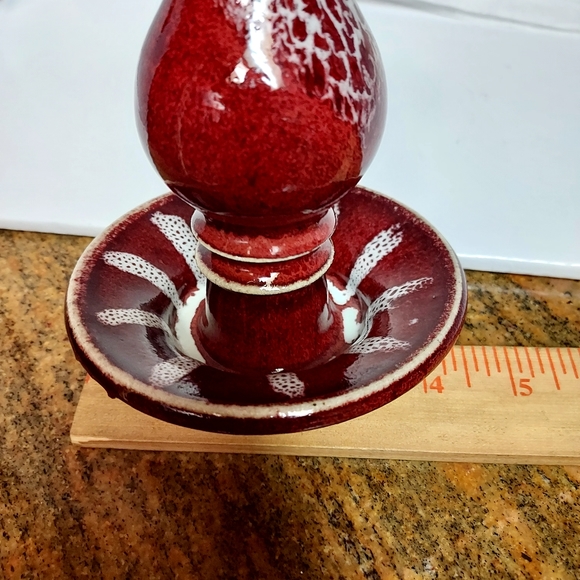 Vintage Pottery Candle Holders Set Of 2 Sign By The Artist MMS. - Picture 8 of 9